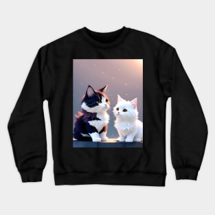 Adorable Cat Illustration- Modern Digital Art Crewneck Sweatshirt